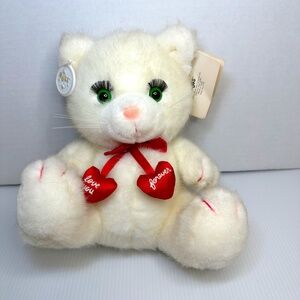 Russ Vintage Caress Soft Pet White Kitty Cat Forever Love You heart love W/Tags